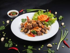 Bò xào hành nấm