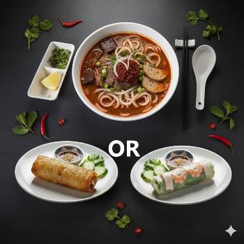 Bún bò Huế & Nem Gói